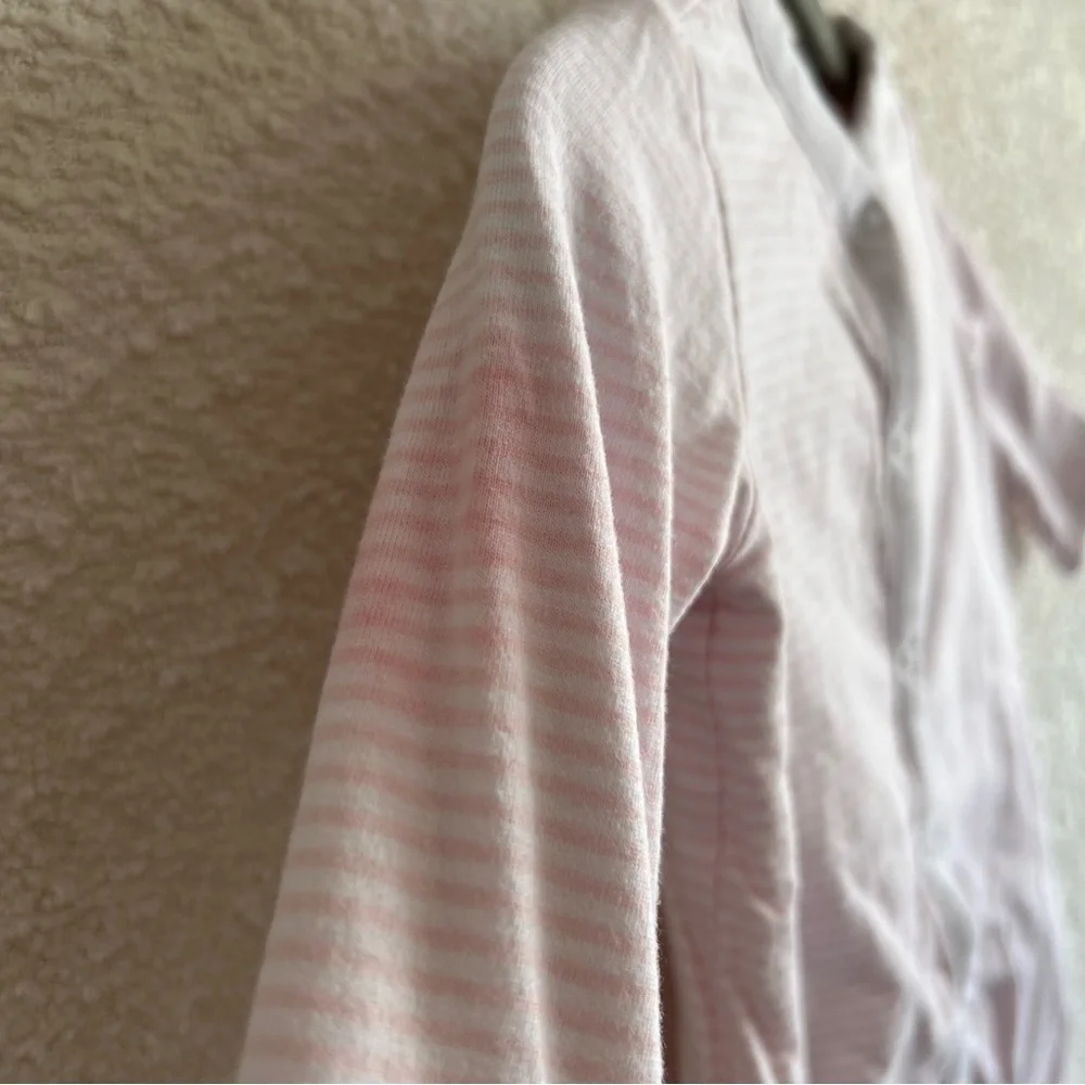Janie And Jack Baby Pink White Stripe One Piece‎ Snap Pajamas Size 3-6 Months